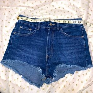 Zara High Waist Jean Denim hot Shorts 6 NWOT Join Life raw hem cotton stretch